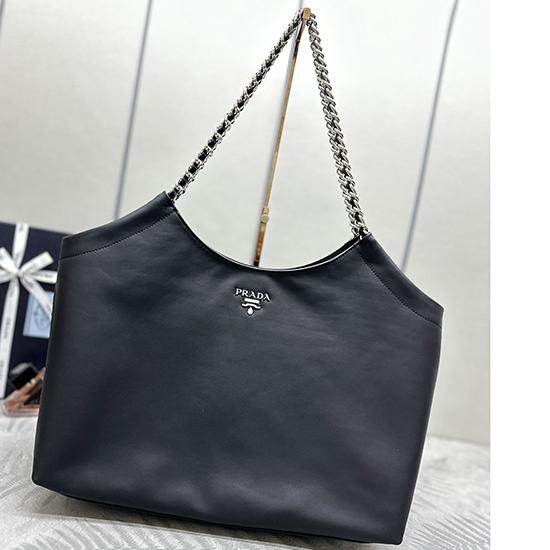 Prada Leather Shoulder Bag Black 1BA638