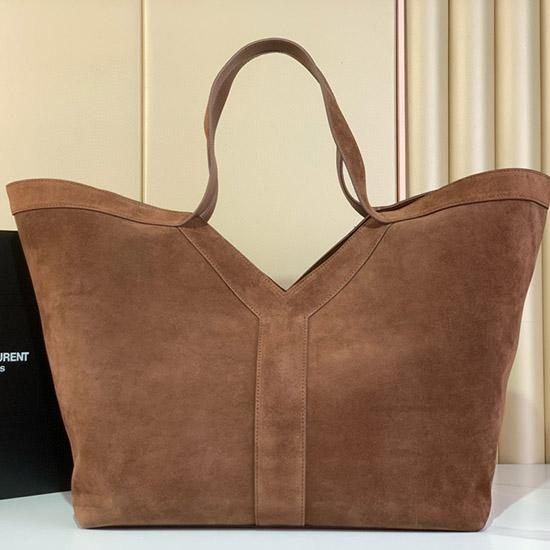 Saint Laurent Large Y Suede Tote Brown 817602