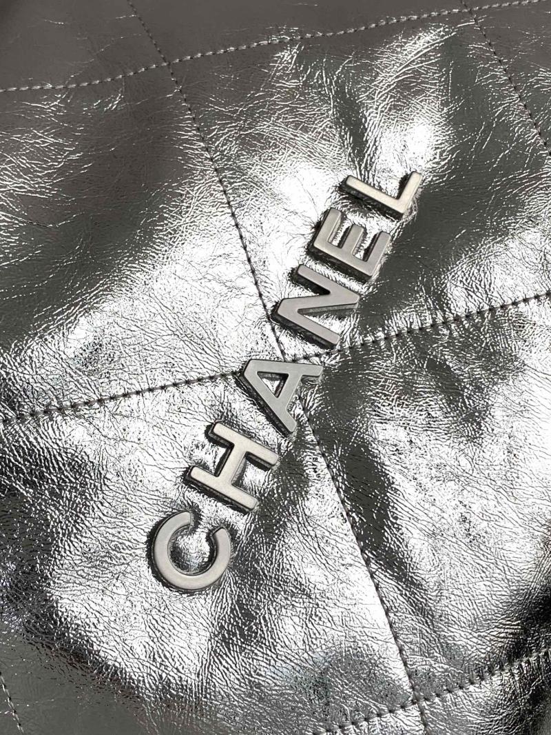 Small Chanel 22 Handbag Silver AS3260