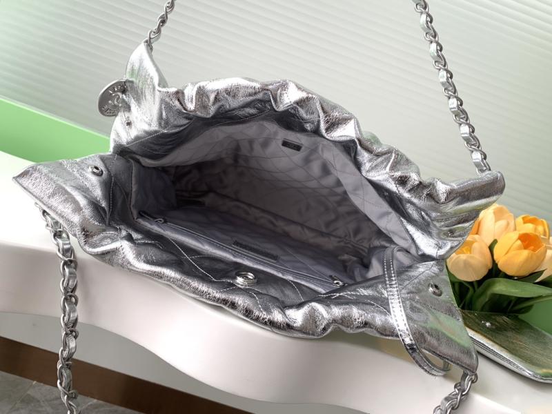 Small Chanel 22 Handbag Silver AS3260