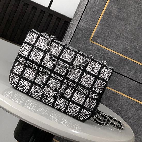 Small Chanel Flap Bag with Rhinestones Pink AS6027