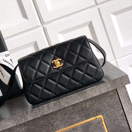 Small Chanel Lambskin Crossbody Bag Black AP4677