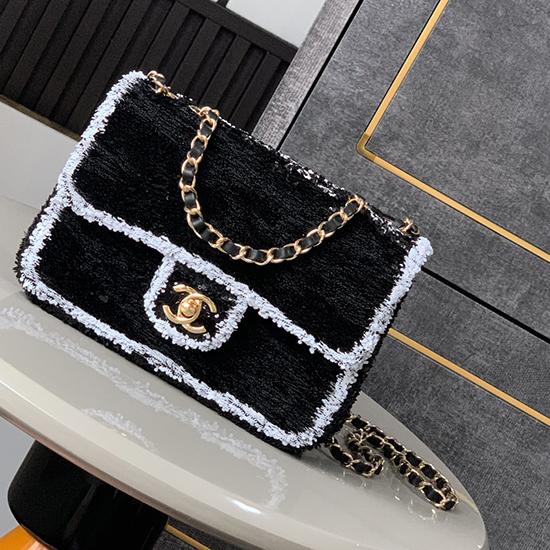 Small Chanel Sequins Flap Bag Black CF25071