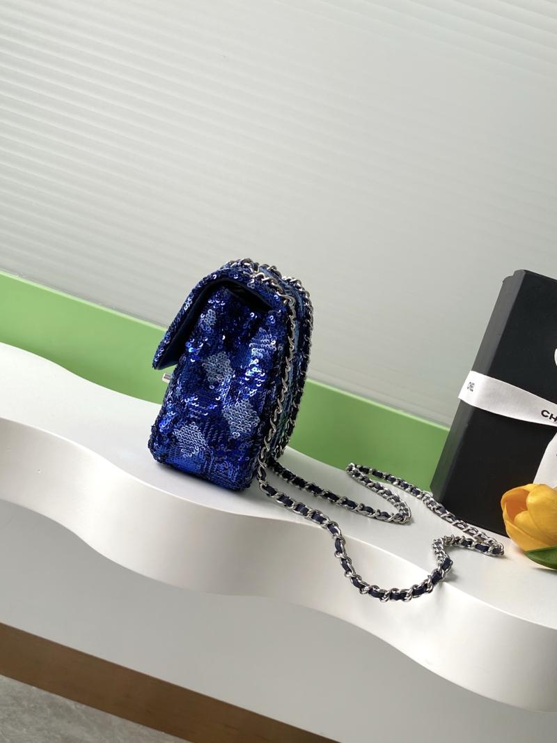 Small Chanel Sequins Flap Bag Blue AS4561