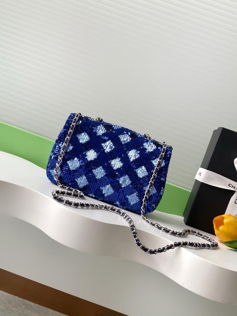 Small Chanel Sequins Flap Bag Blue AS4561