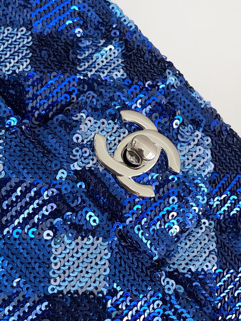 Small Chanel Sequins Flap Bag Blue AS4561