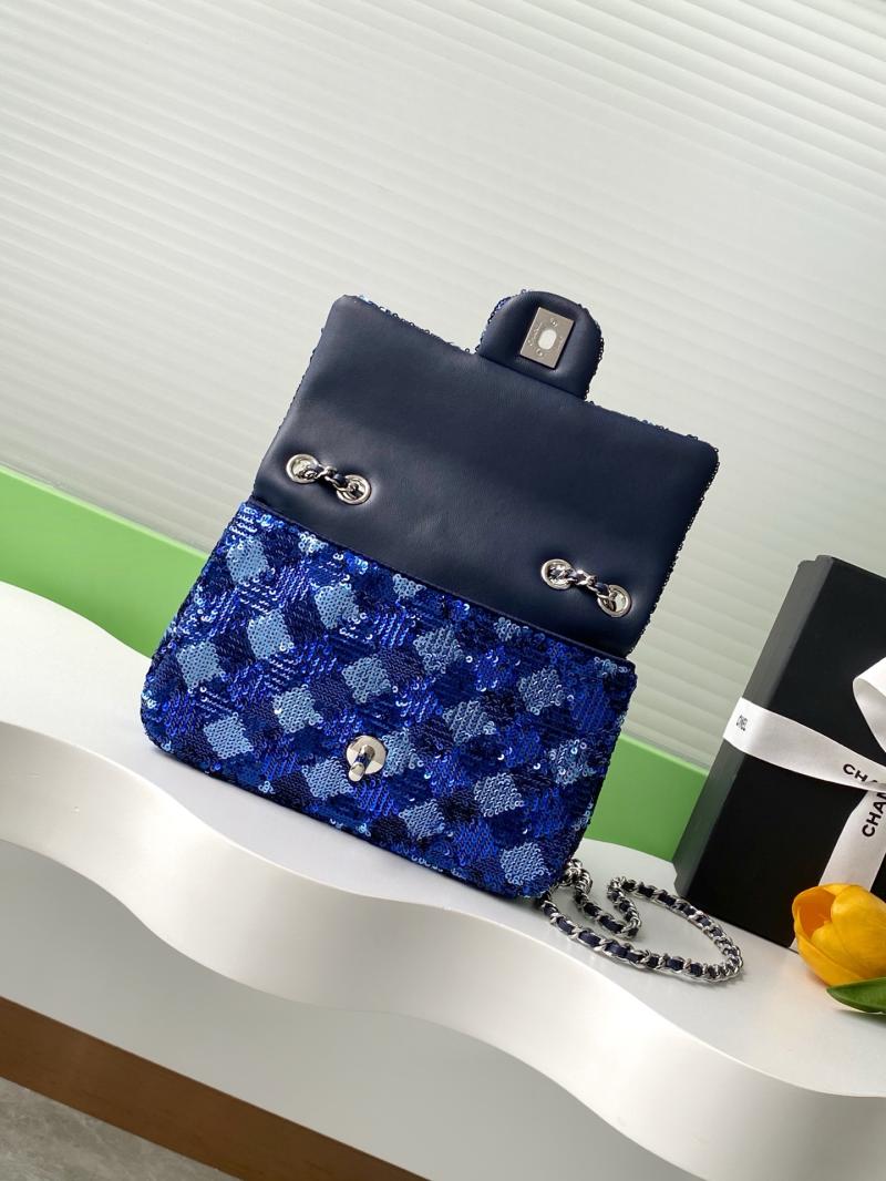 Small Chanel Sequins Flap Bag Blue AS4561