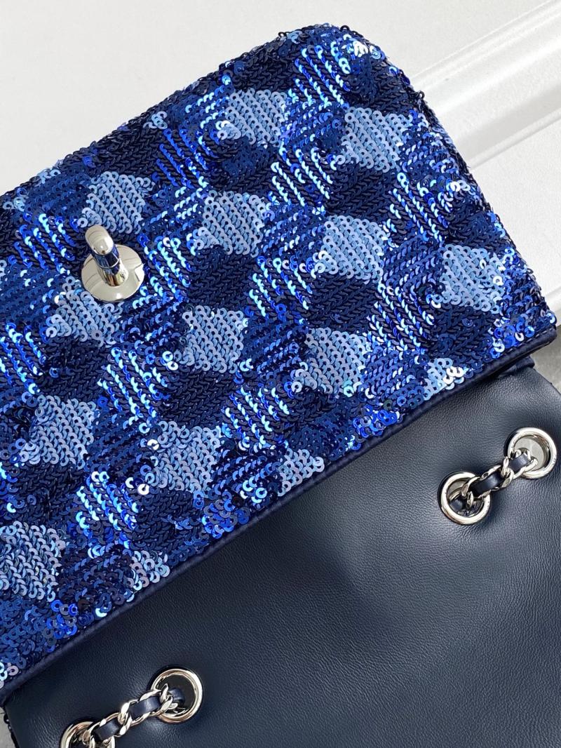 Small Chanel Sequins Flap Bag Blue AS4561