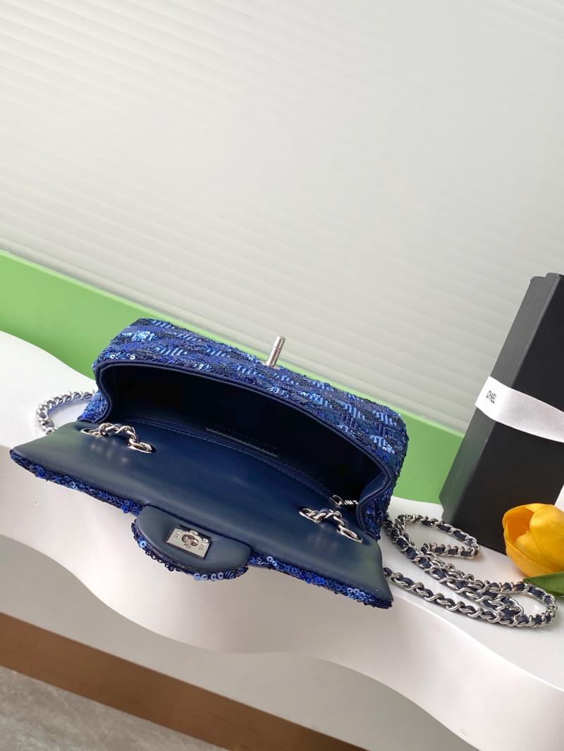 Small Chanel Sequins Flap Bag Blue AS4561