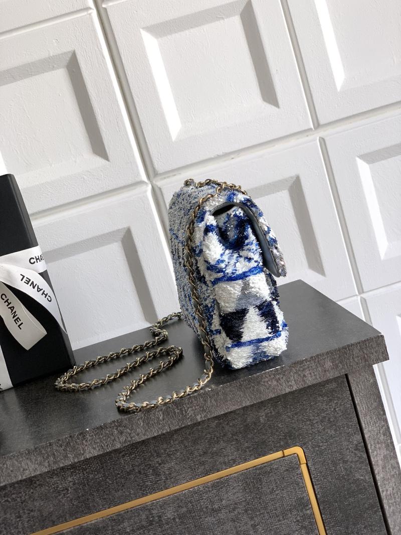 Small Chanel Sequins Flap Bag Blue AS70201