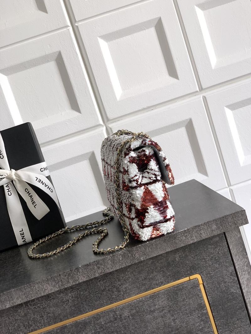Small Chanel Sequins Flap Bag Brown AS70201