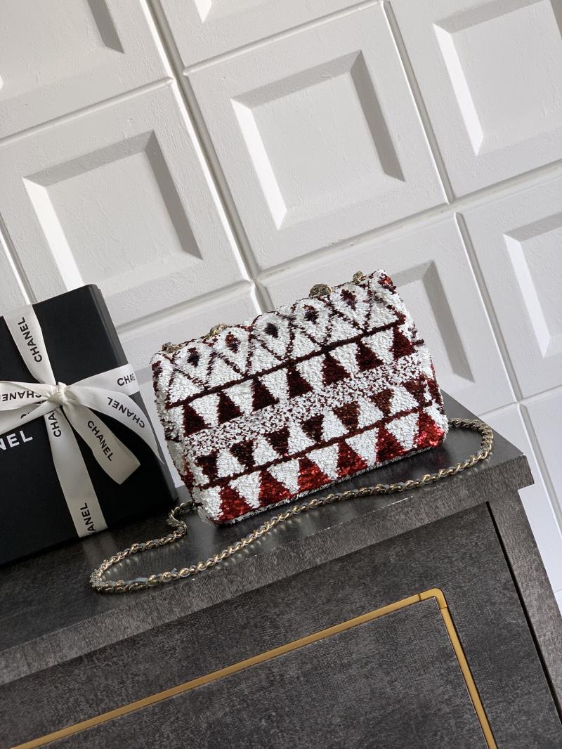 Small Chanel Sequins Flap Bag Brown AS70201
