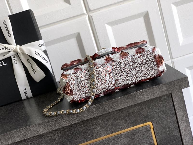 Small Chanel Sequins Flap Bag Brown AS70201