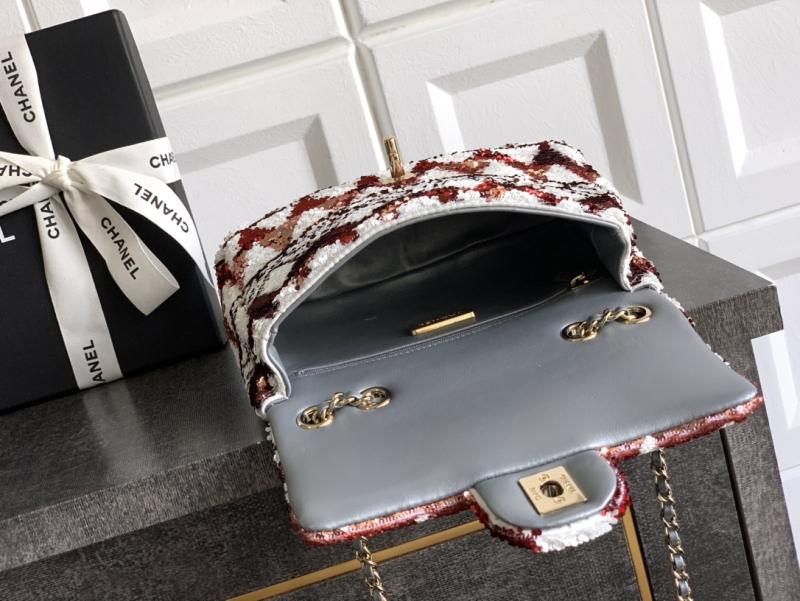 Small Chanel Sequins Flap Bag Brown AS70201