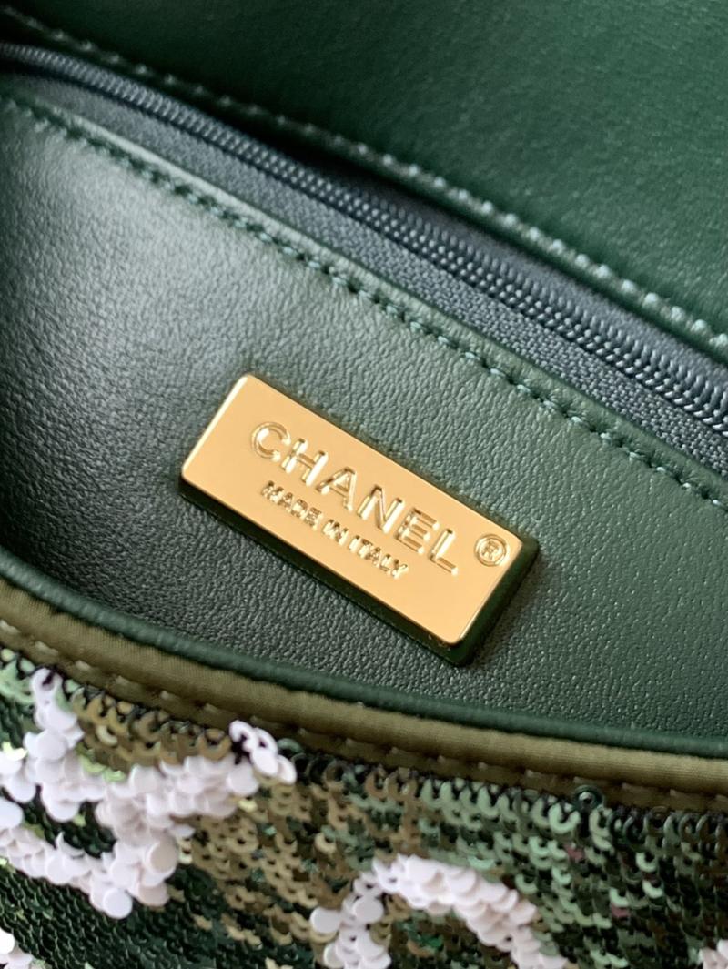 Small Chanel Sequins Flap Bag Green AS70201