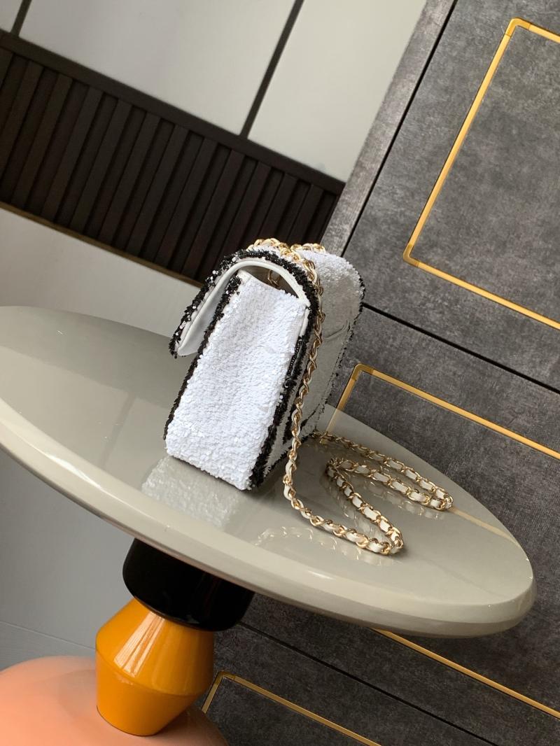 Small Chanel Sequins Flap Bag White CF25071