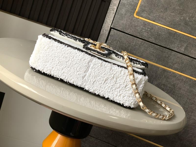 Small Chanel Sequins Flap Bag White CF25071