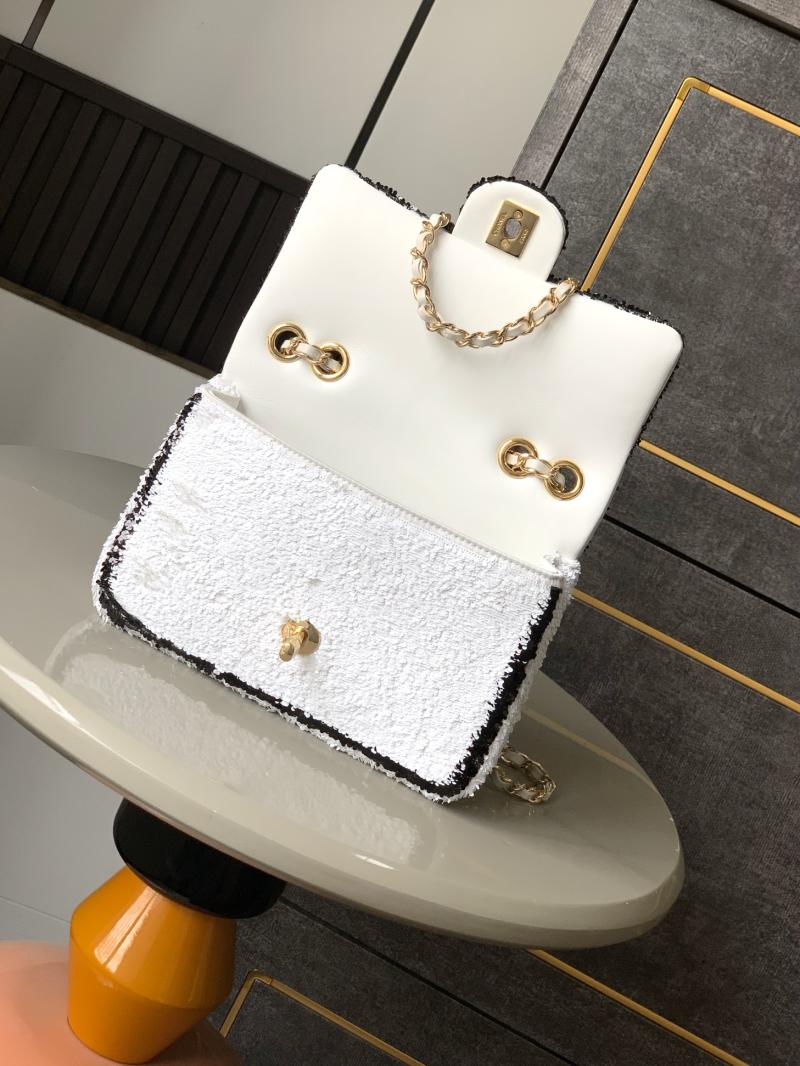 Small Chanel Sequins Flap Bag White CF25071