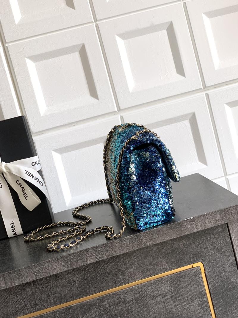 Small Chanel Sequins Shoulder Bag Blue CF2507