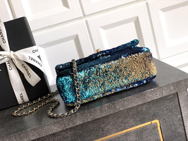Small Chanel Sequins Shoulder Bag Blue CF2507