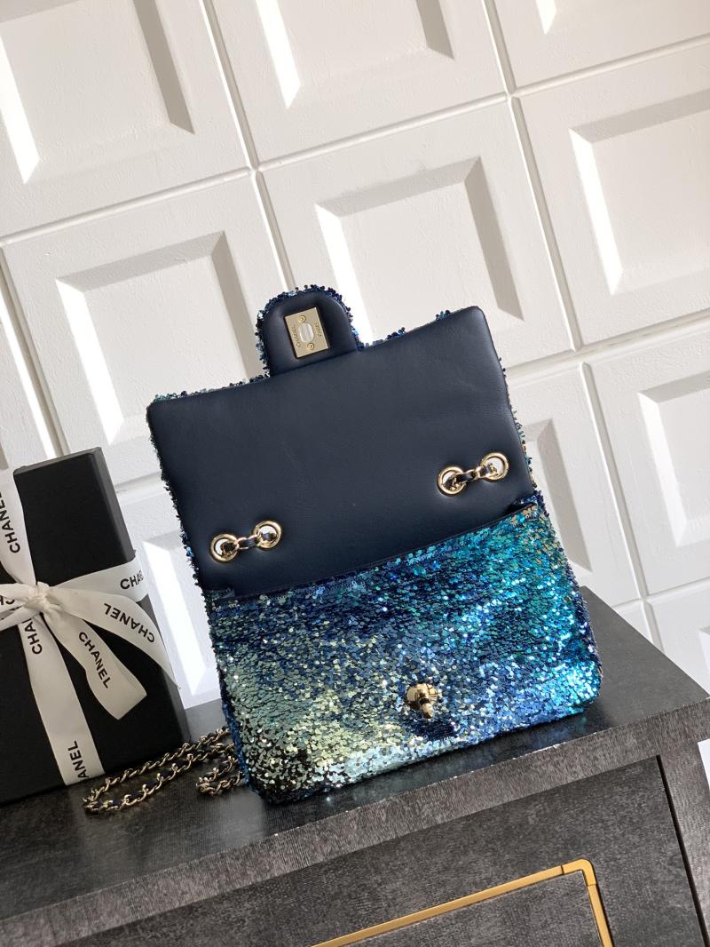 Small Chanel Sequins Shoulder Bag Blue CF2507