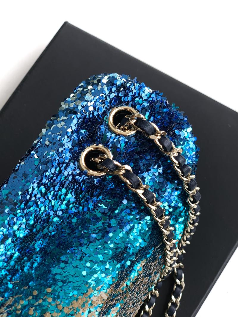 Small Chanel Sequins Shoulder Bag Blue CF2507