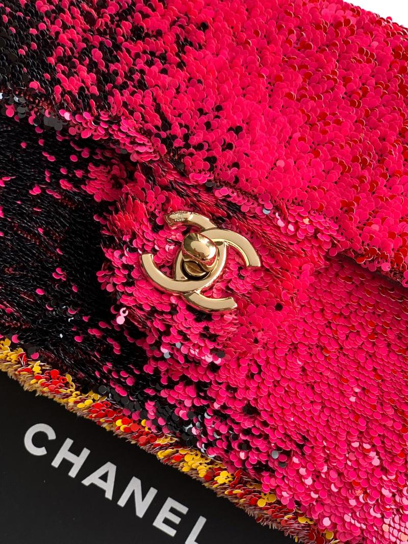Small Chanel Sequins Shoulder Bag Red CF2507