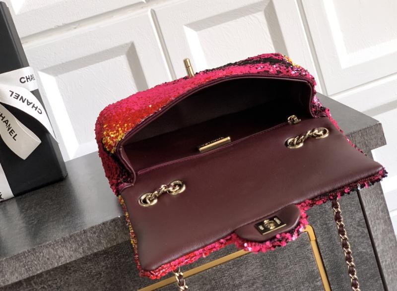 Small Chanel Sequins Shoulder Bag Red CF2507
