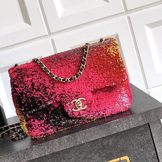 Small Chanel Sequins Shoulder Bag Red CF2507