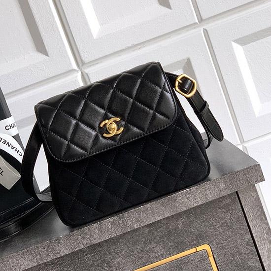Small Chanel Suede Crossbody Bag Black AP4679