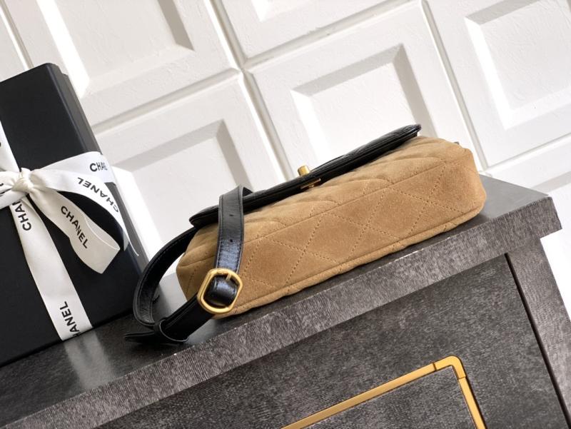 Small Chanel Suede Crossbody Bag Camel AP4677