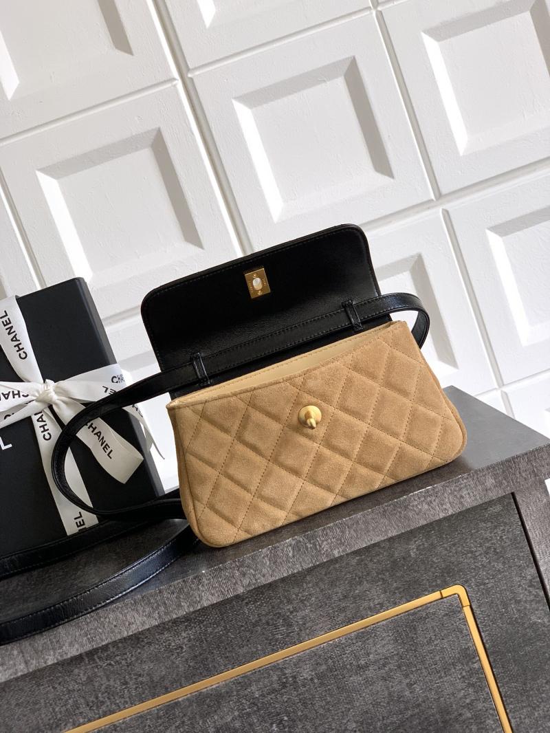 Small Chanel Suede Crossbody Bag Camel AP4677