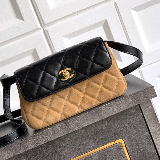 Small Chanel Suede Crossbody Bag Camel AP4677