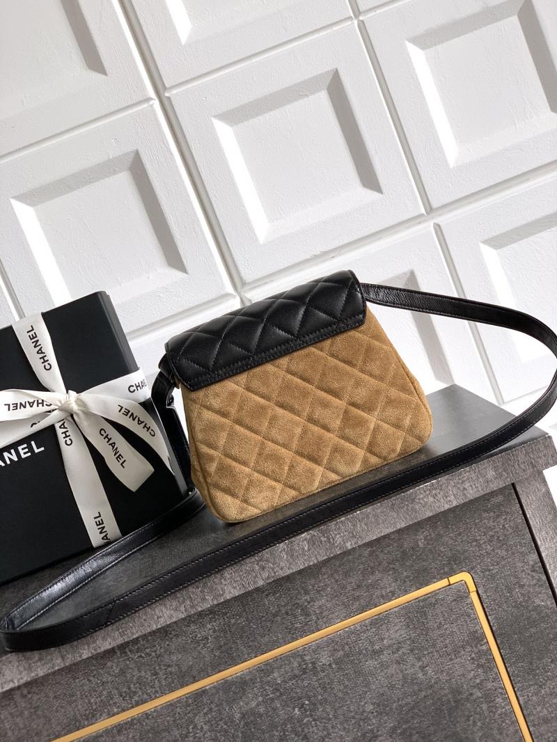 Small Chanel Suede Crossbody Bag Camel AP4679
