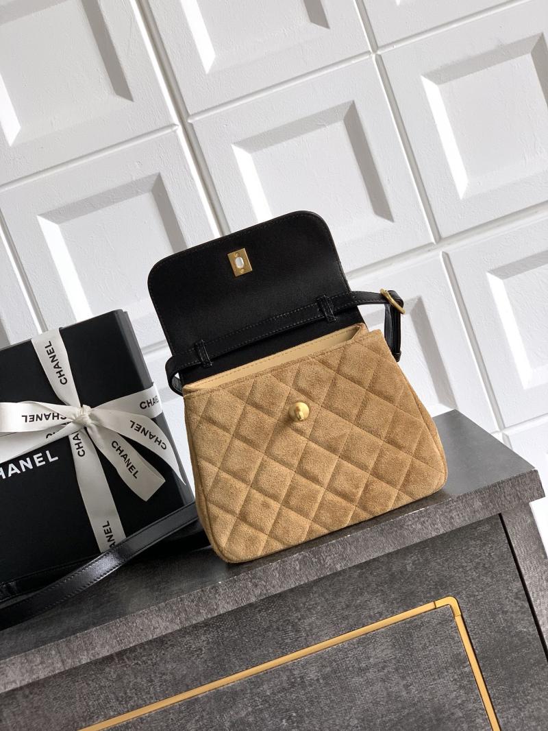 Small Chanel Suede Crossbody Bag Camel AP4679
