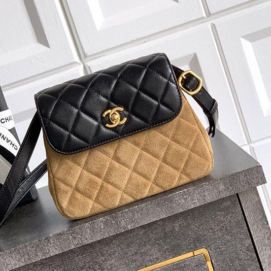 Small Chanel Suede Crossbody Bag Camel AP4679