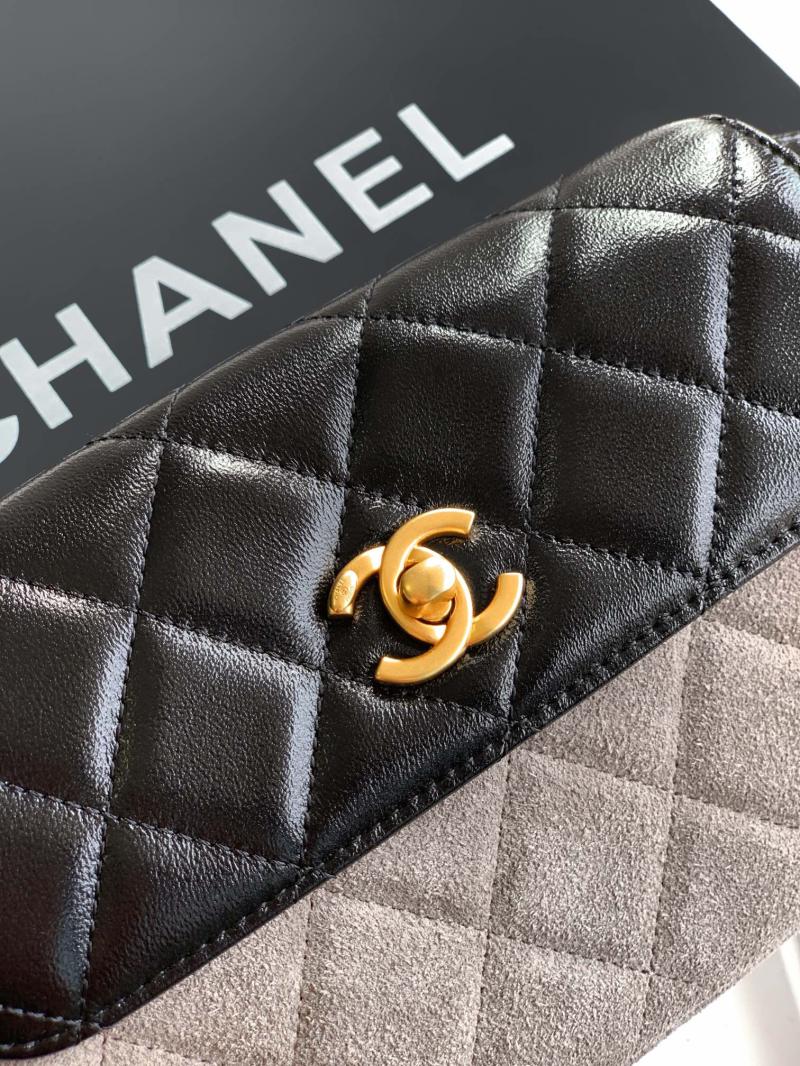 Small Chanel Suede Crossbody Bag Grey AP4677