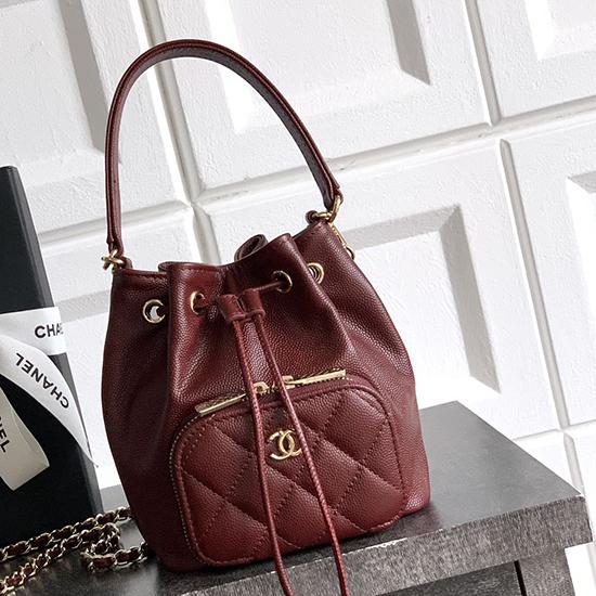 Chane Mini Bucket Bag Burgundy AP0809