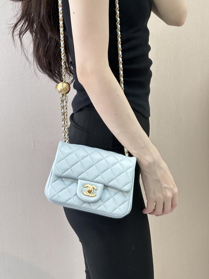 Chanel Lambskin Flap Bag Light Blue AS1786