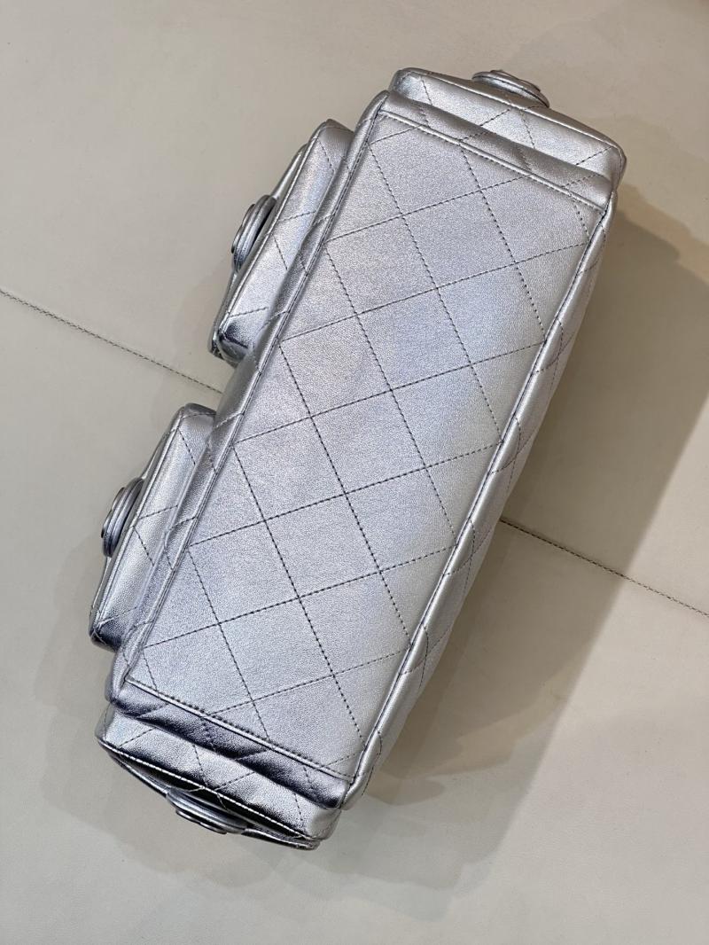 Chanel Lambskin Large Hobo Bag Silver AS5302