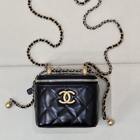 Chanel Lambskin Vanity With Chain Black AP2292