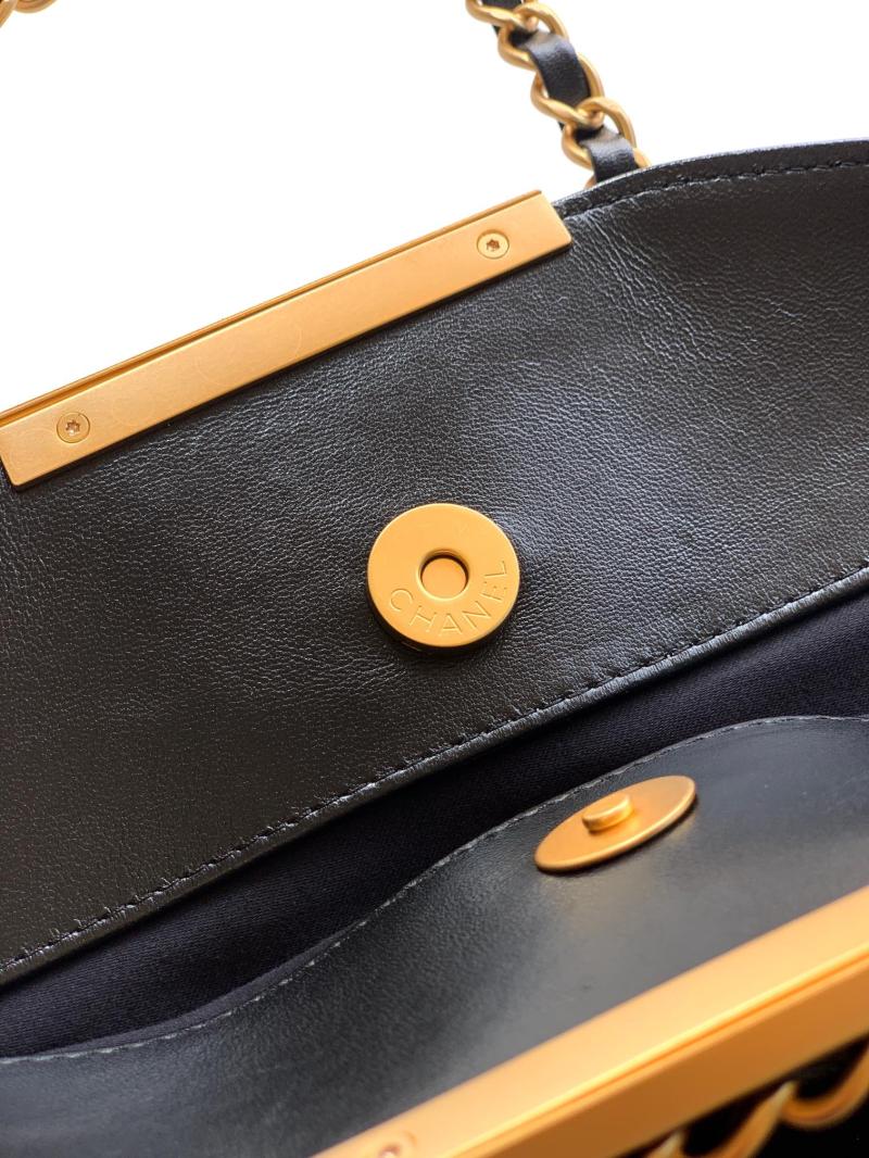 Chanel Large Suede Shoulder Bag Black AS81701