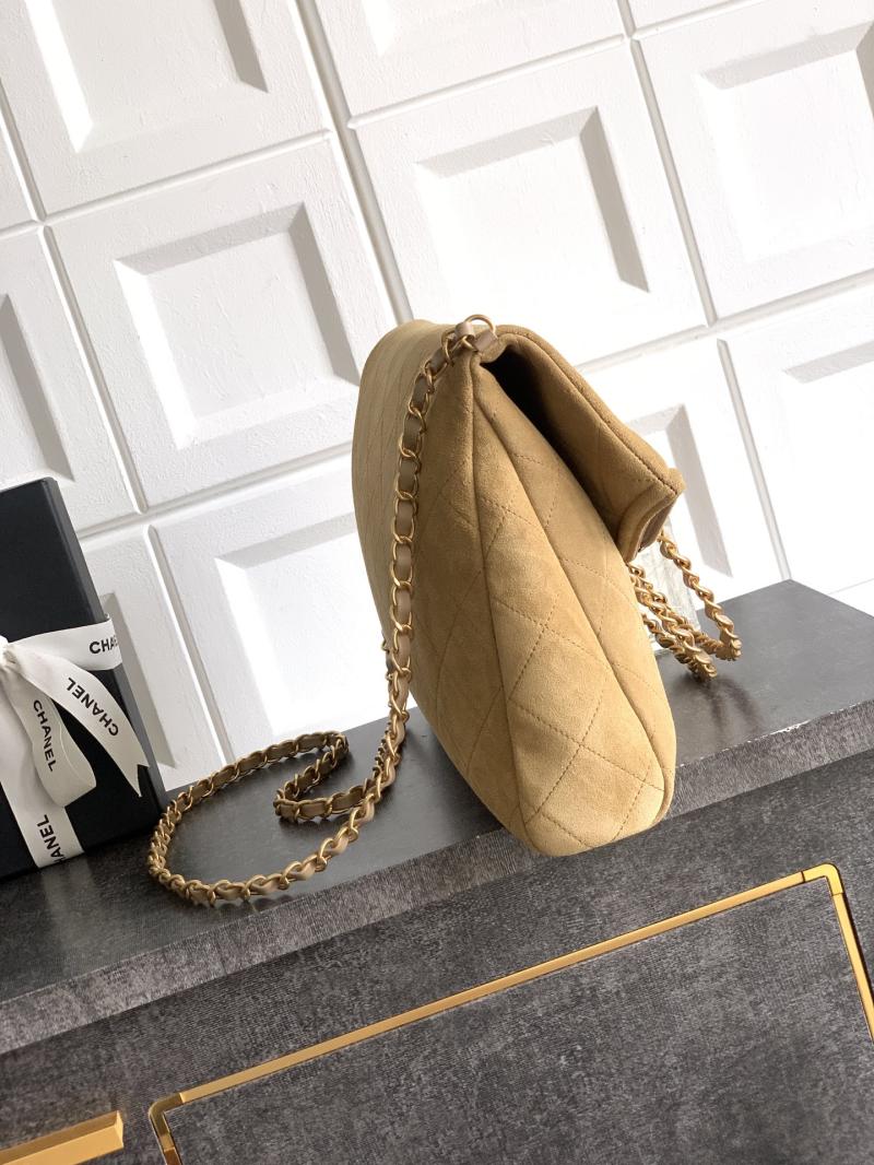 Chanel Large Suede Shoulder Bag Camel AS81701
