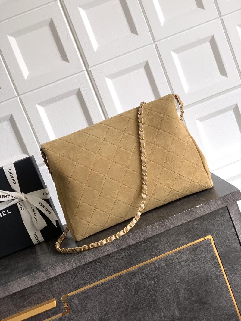 Chanel Large Suede Shoulder Bag Camel AS81701