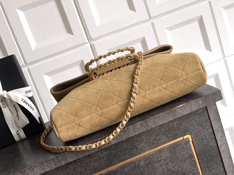Chanel Large Suede Shoulder Bag Camel AS81701