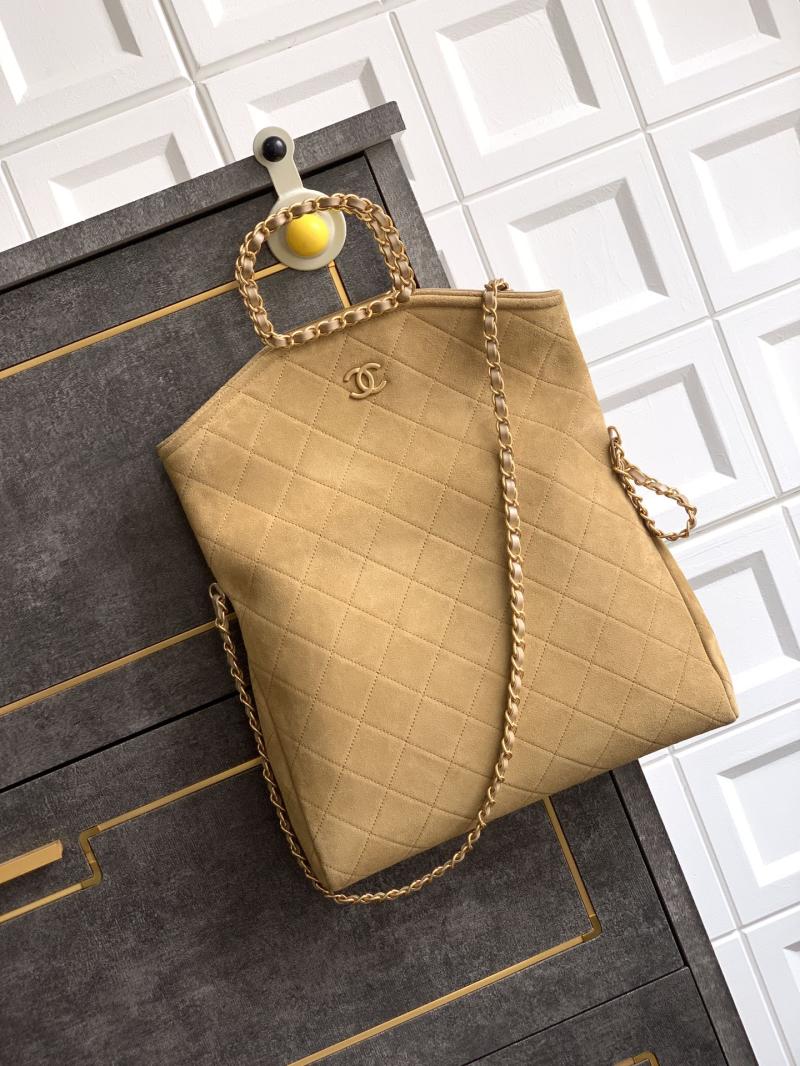 Chanel Large Suede Shoulder Bag Camel AS81701