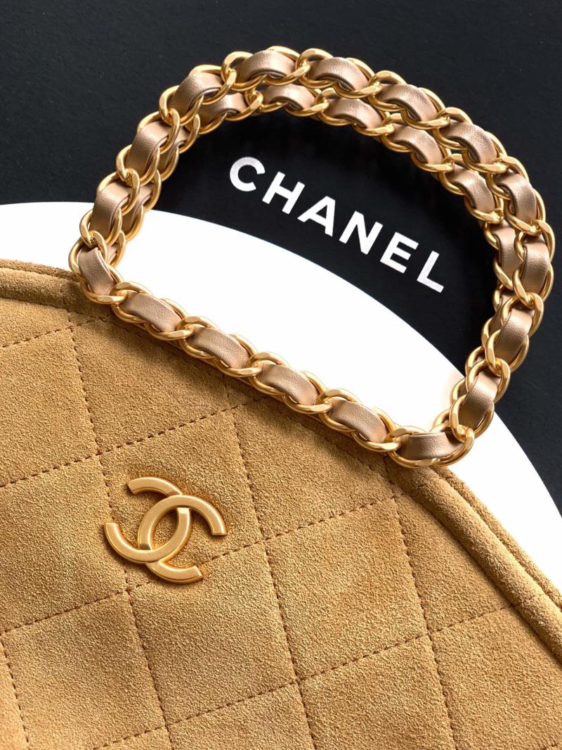Chanel Large Suede Shoulder Bag Camel AS81701