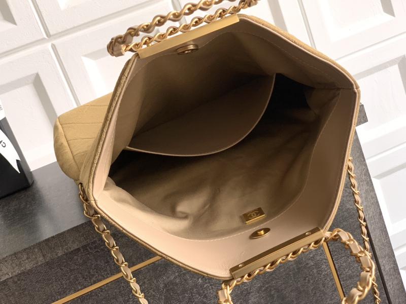 Chanel Large Suede Shoulder Bag Camel AS81701