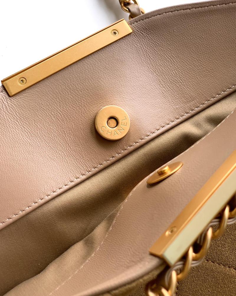 Chanel Large Suede Shoulder Bag Camel AS81701