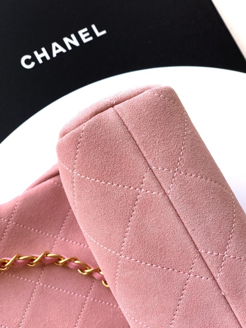 Chanel Large Suede Shoulder Bag Pink AS81701